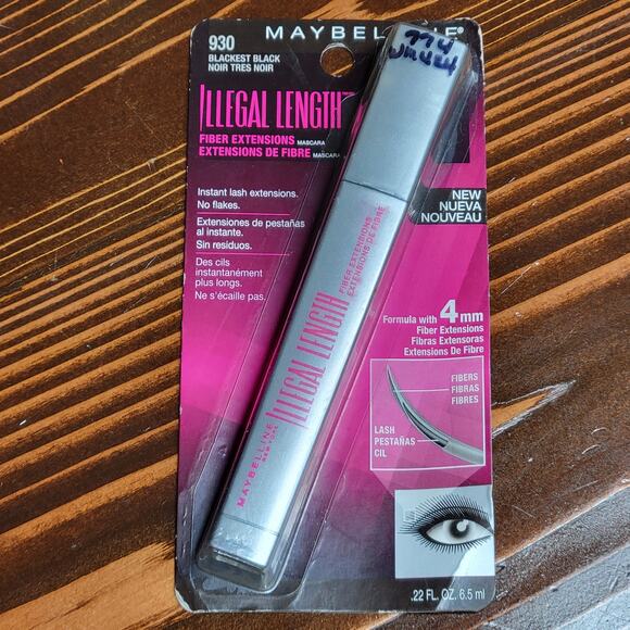 MAYBELLINE Illegal Length Fiber Extensions Washable Mascara 930 BLACKEST BLACK - Picture 2 of 8